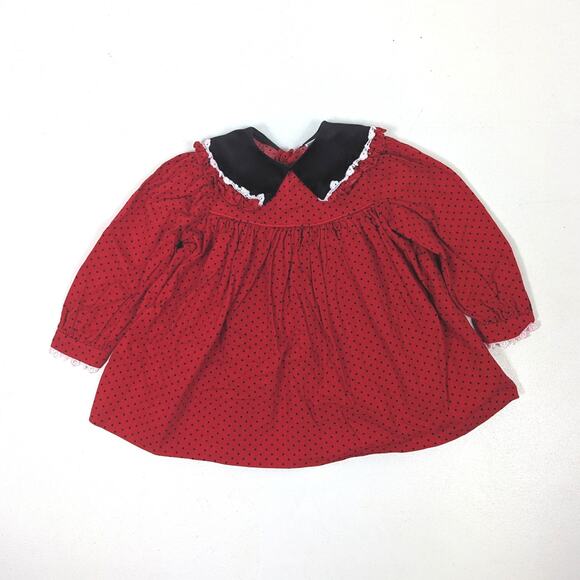 Vintage Bryan Dress Baby Girls Size 12m Red Polka Dot Christmas Holiday - Picture 1 of 5